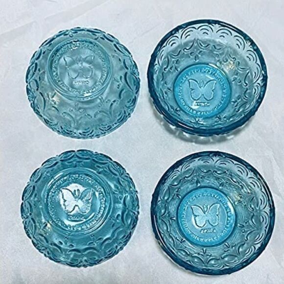 🦋 New Pioneer Woman Teal Blue Mini Glass Dipping Bowls, Set of 4 - Picture 5 of 8